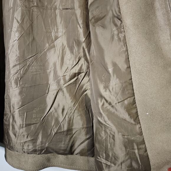 R Rosso Black & Gold Leather Suede Veneto Brown Tan Men's L Jacket Made in Italy - Picture 13 of 16